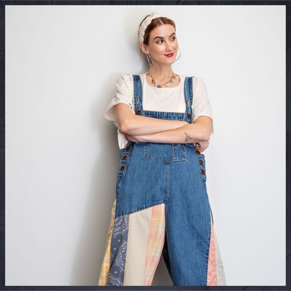 easel Jeans Easel Only 4 Left Only The Best Oversized Denim Overalls Wpatchwork Details